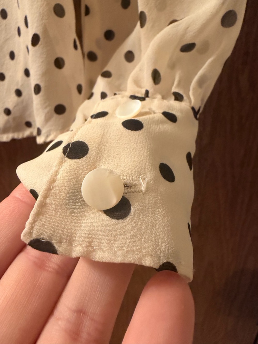 Fifteen Twenty Cream Blouse with Black Polka Dots - Picture 7 of 7